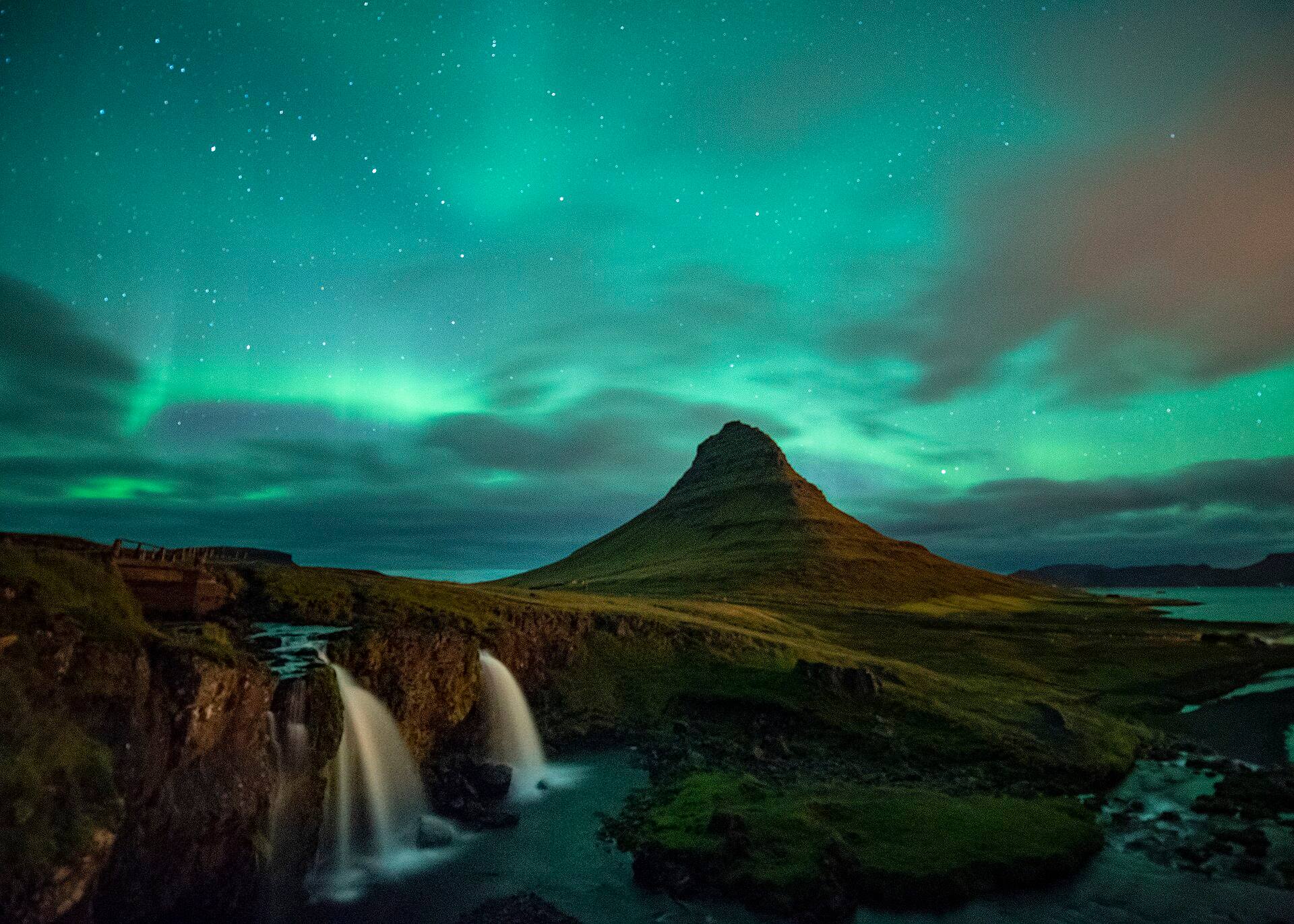 Northern lights over Kirkjufell